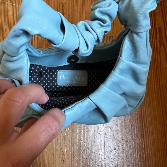 Olivia & Kate light blue faux leather mini shoulder bag - Picture 3 of 5